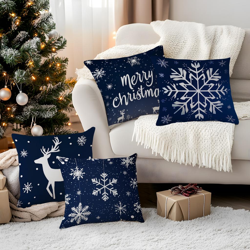 Christmas Snowflake Pillowcase Bedroom Sofa Cushion Cover 100% Polyester Living Room Soft Cushion Pillowcase Home Decor