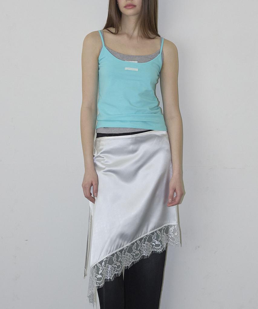 Nyuyogwogseu Satin Lace Diagonal Layered Skirt_Ivory