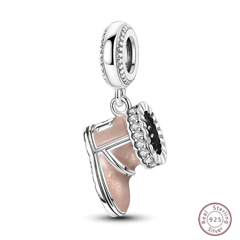 Copper Beaded Pendant Shiny Zircon Dessert Donut For Original 3Mm Bracelet Ladies Fine Jewelry