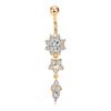Exquisite Stylish Floral Style Piercing Navel Nail Sexy Body Jewelry Pendant Crystal Belly Button Rings
