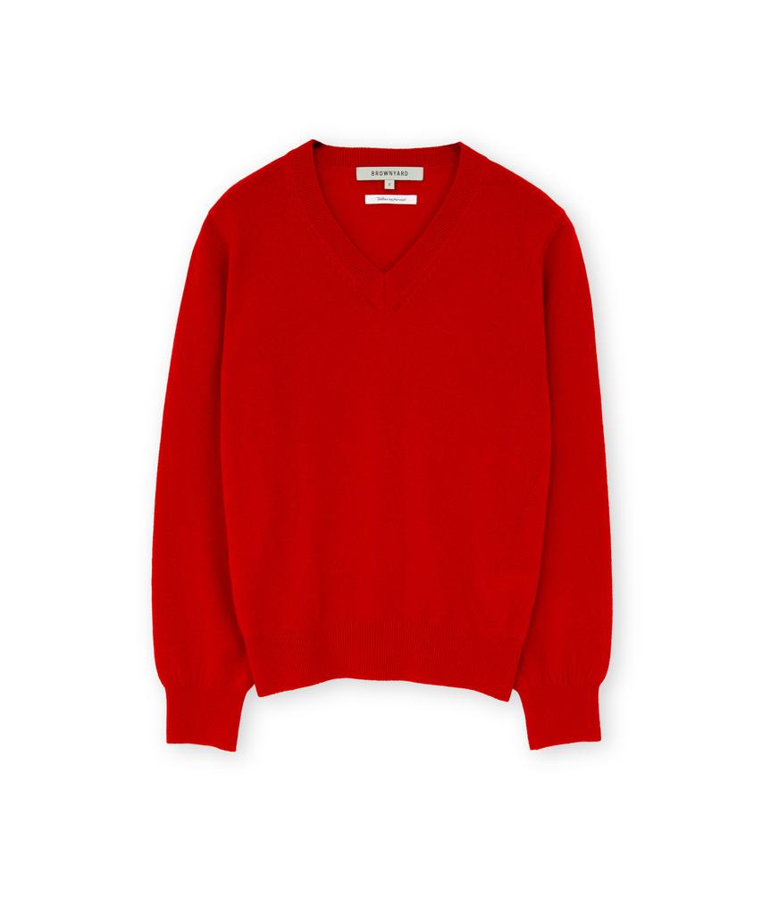 Beulaunyadeu W Extra Super Fine V-Neck Knit, Red