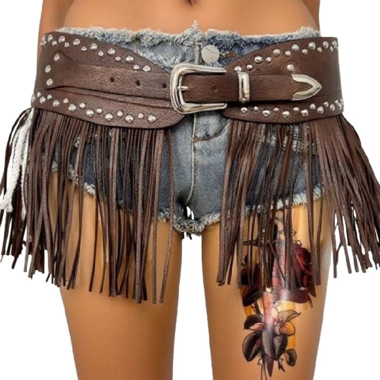 

Unisex Tassels Embellished PU Belt Flexible Length Lightweight Design Ideal For Travel Work Casual Looks
