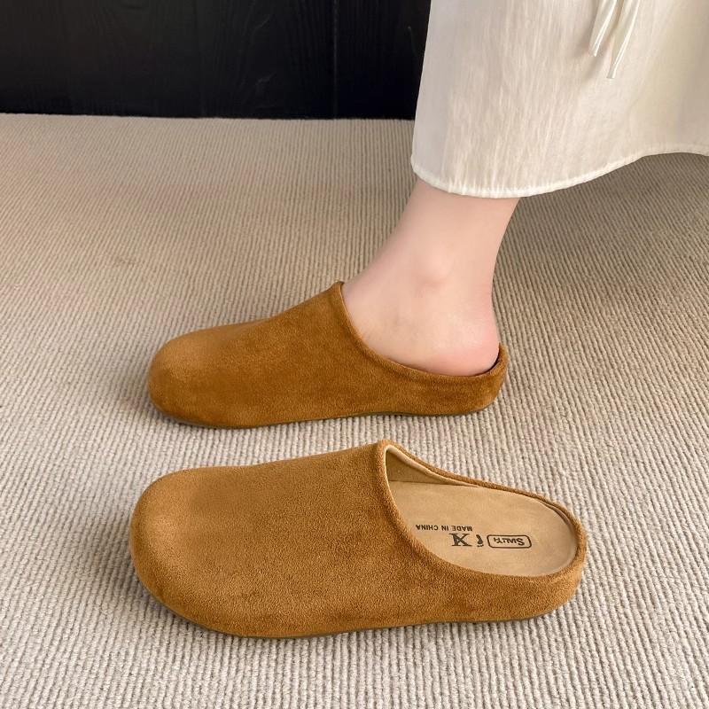 Slippers women wear spring thick-soled one-pedal lazy shoes bag head half slippers shoes