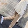 Women Harem Pants Elastic High Waist Adjustable Drawstring Knitting Pants Solid Color Loose Fit Rhombus Texture Long Trousers