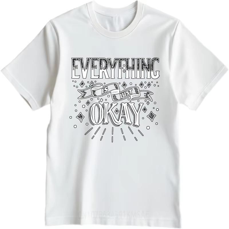 Modisches T-Shirt Workout für Ihn Rundhals-T-Shirt Tägliches Tragen Alles Ist Nur Okay Klassisches Teenie-Minimalistisches T-Shirt