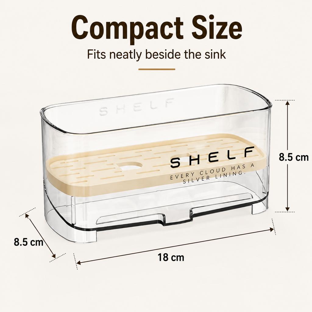 Kitchen Sink Sponge Holder PET ABS Countertop Drain Rack Large Capacity Dish Cloth Storage Organizer