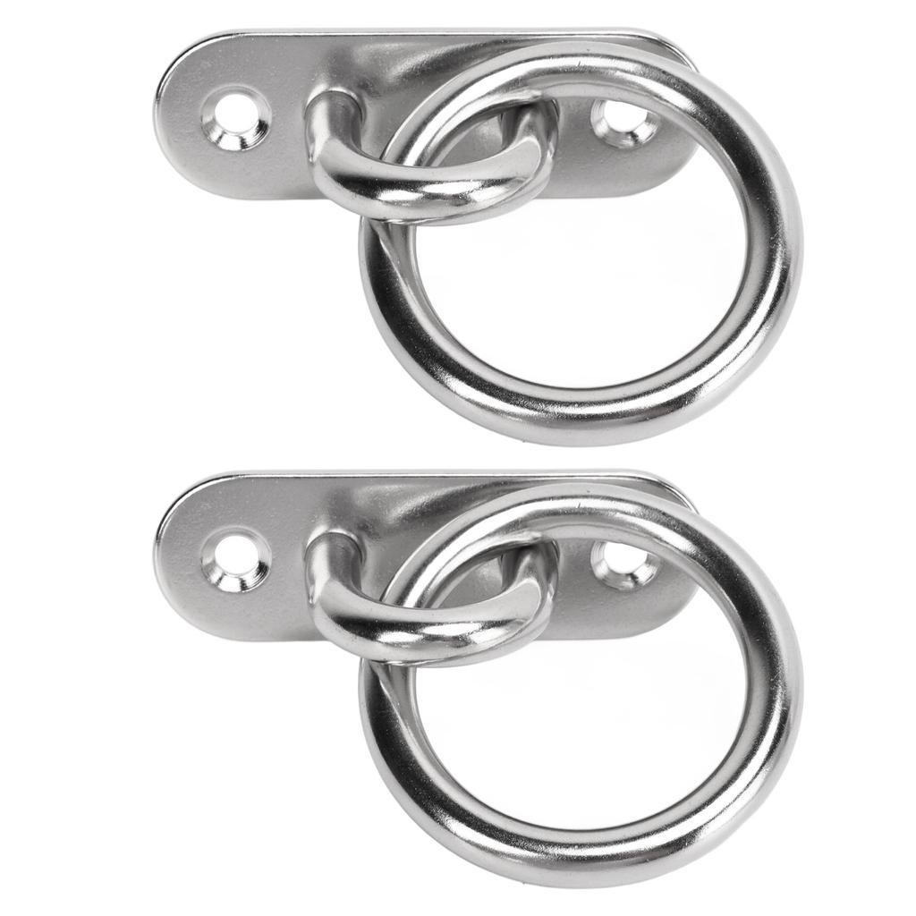 2pcs Stainless Steel Pad Eye Plate High Strength Highly Polished Heavy Duty Pad Eye Plate with Round Rings for Marine