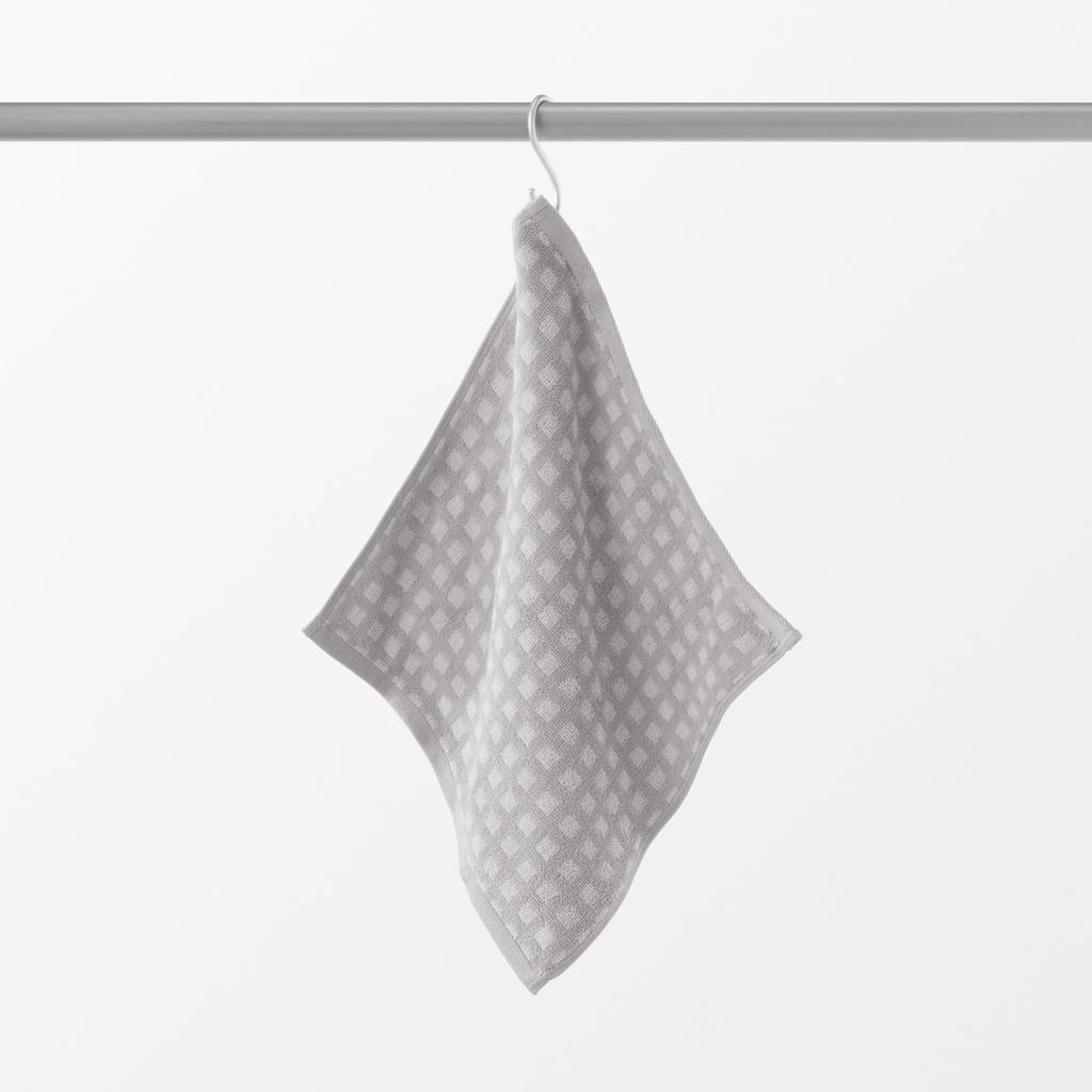 MUJI Fluffy Pile Hand Towel Set of 34 x 35 Gray Check 84971242 (Patterned) - 10, cm,