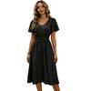 Women's V-Neck Waist-Defining Polka Dot Short-Sleeve Casual Dress