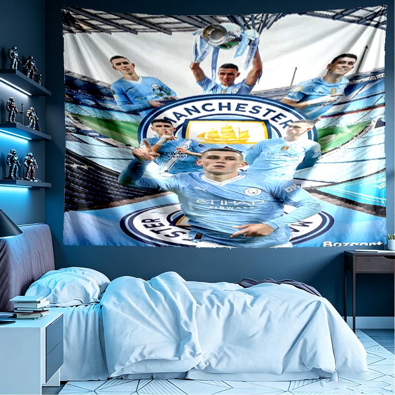 Football Team City FC Print Tapestry, Lightweight Wall Hanging, for Bedroom, Dorm, Living Room, Home Art Decor - Birthday Christmas Gift for Friends