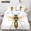 Cartoon Bee Duvet Cover Insect Honeybee Bedding Set Microfiber Wild Animal Comforter Cover King For Teens Boys Kawaii Home Decor