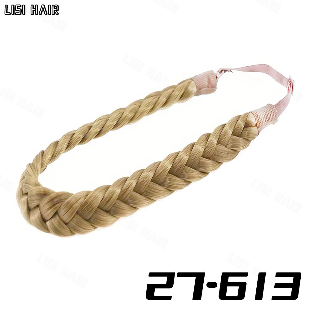 MISSQUEEN Estensioni sintetiche della fascia per capelli intrecciati elastici da 1 pezzo Parrucca classica con trecce larghe e soffici per le donne