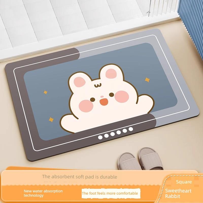 Bathroom Floor Mat Diatomaceous Earth Absorbent Soft Mat Non-Slip Foot Mat for Bathroom Entrance Quick-Drying Toilet Carpet for Home Use