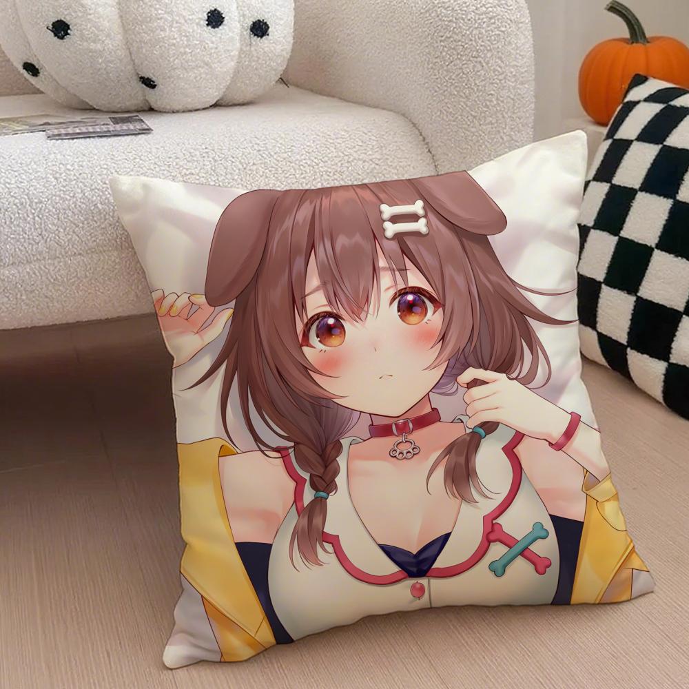 Playful Cute Japanese VTuber IINUGAMI KORONE Cushion Cover Throw Pillow Cover Hidden Button Durable Polyester Chair Cushion