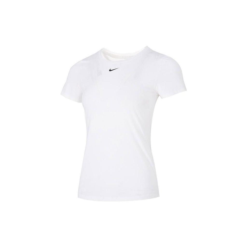 Nike Dri-FIT One Solid Logo Print Quick-Dry Casual Breathable Slim Fit Crew Neck Short Sleeve T-Shirt Women Tops White DD0627-100