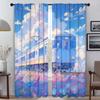 Curtains for Living Room Curtain Sky and Ocean Kitchen Curtains 2 Pieces Halloween Decoration Tulle for Bedroom Partition Camera