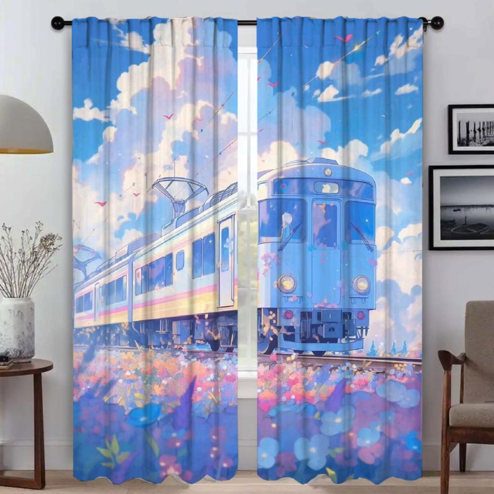 Curtains for Living Room Curtain Sky and Ocean Kitchen Curtains 2 Pieces Halloween Decoration Tulle for Bedroom Partition Camera