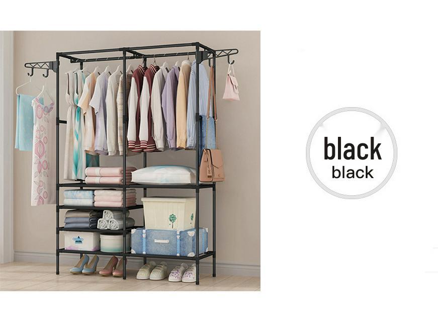 Floor-Standing Multi-Layer Coat and Clothes Rack with Storage Shelves for Dormitory or Home Use