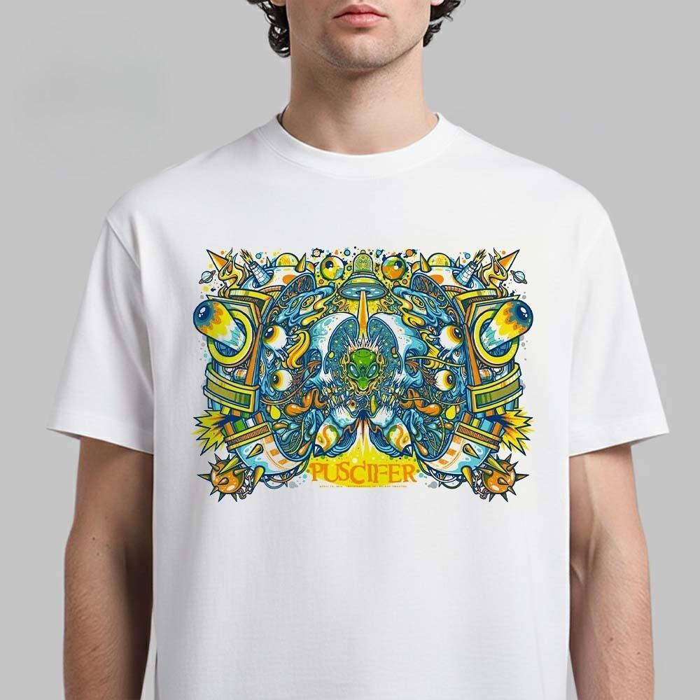 Puscifer Psychedelic Alien Surreal Art Graphic Cotton T-Shirt. S разноцветный