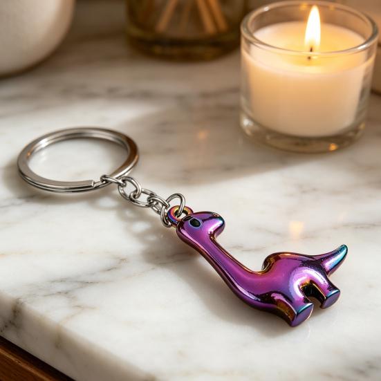 Dinosaur Keychain Alloy Material Durable Electroplated Cute Long Neck Brachiosaurus Charm for Keys Bags Kids Adults Gift in Phantom Green Colors