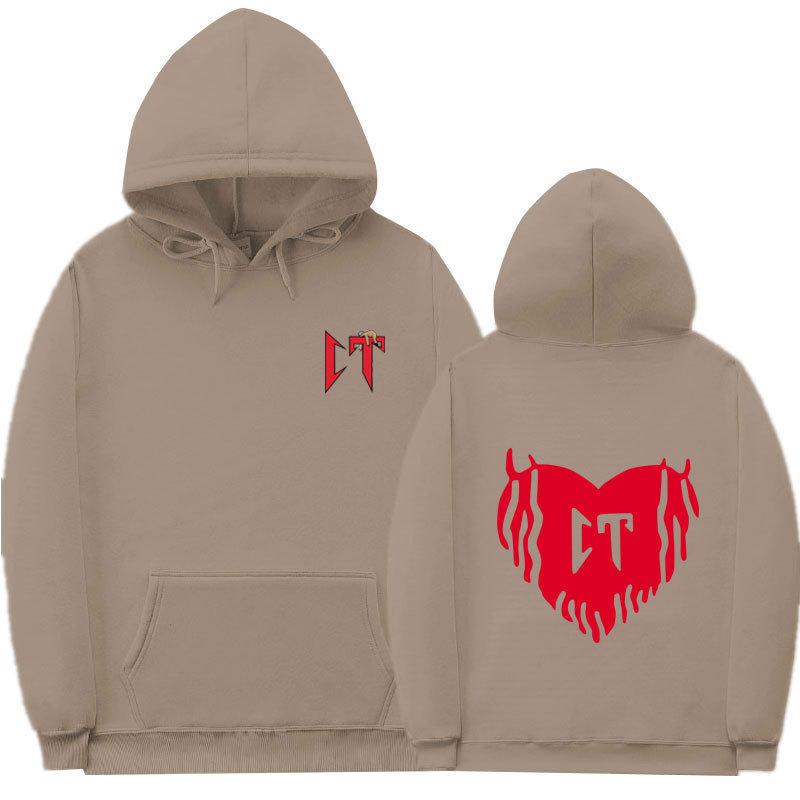 Ribbed bottom pendulum fashion printed sweatshirt loose hoodie autumn and winter men's and women's casual sports sweater top jacket