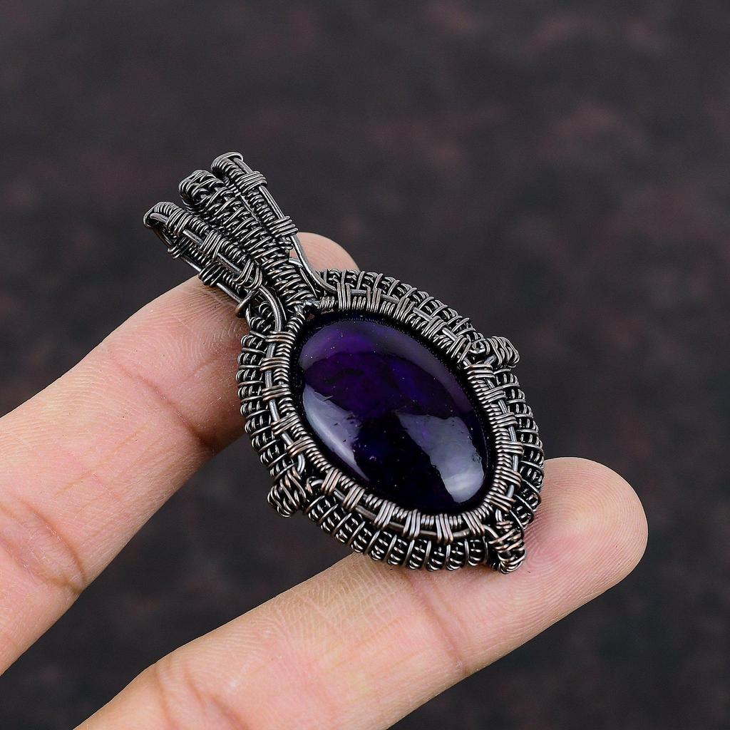 Pendentif en labradorite de feu violet Pendentif enveloppé de fil de cuivre Bijoux faits à la main Pendentif en pierre précieuse Pendentif en fil de cuivre pour bijoux Pendentif pour cadeaux