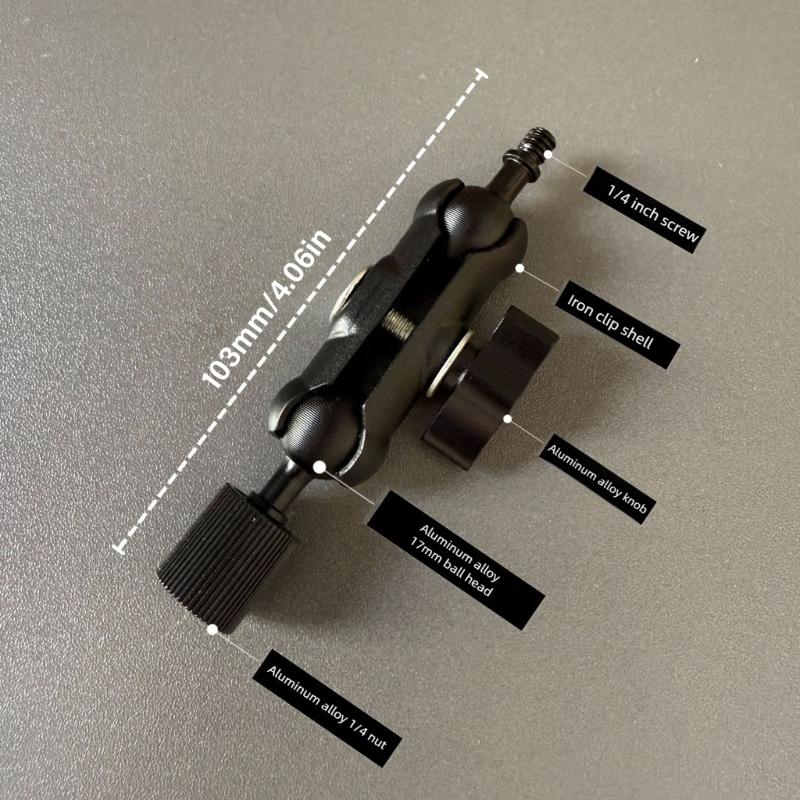 Iron Clamp Ball Head Clamp 1/4inch Male to Female Threaded For Phone Video Mount Camera Monitor LED Light Car Microphones