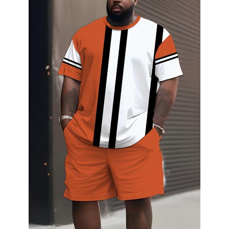Men s 3D digital printed short sleeved shorts set S