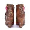 Johnature Genuine Leather Printed Short Boots Fashion Mixed Colors Flower Side Zipper Women's High Heels