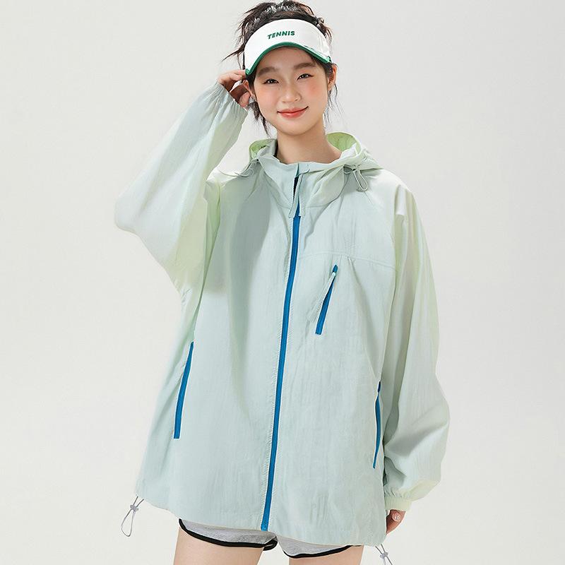 UPF10 + Sunscreen Top Jacket Men's Summer Ice Silk Hooded Sports Fishing Sunscreen Clothing Outdoor Light Sunscreen Clothing Women