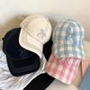 Hat Female Sweet Bow Embroidery Baseball Cap Spring Summer Korean Plaid Cap