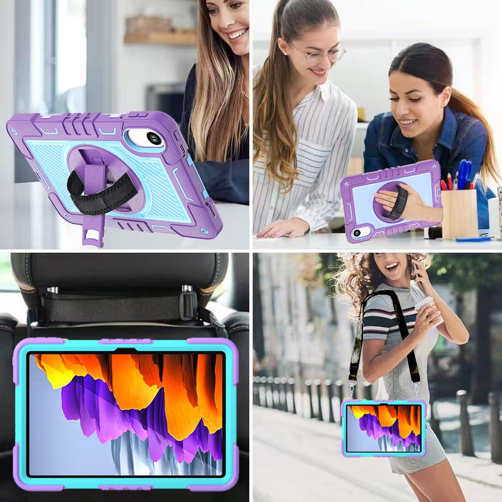 360 Rotating Stand Armor Case for Xiaomi Redmi Pad 2 2025 11 Inch Model 25040RP0AG Hybrid Cover with Shoulder Strap Silicone+PC