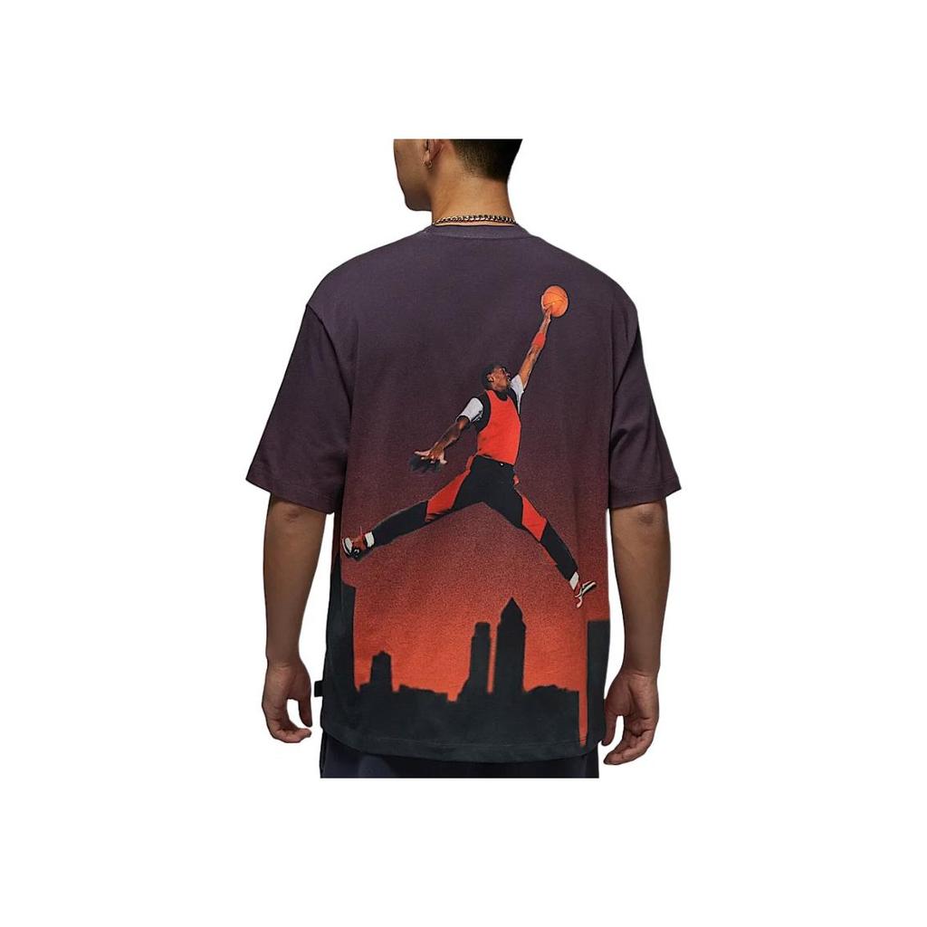 Jordan FW24 Serie Jumpman Degradado Cómoda Suave Camiseta de Manga Corta Hombre Tops Rojo Negro HJ2317045