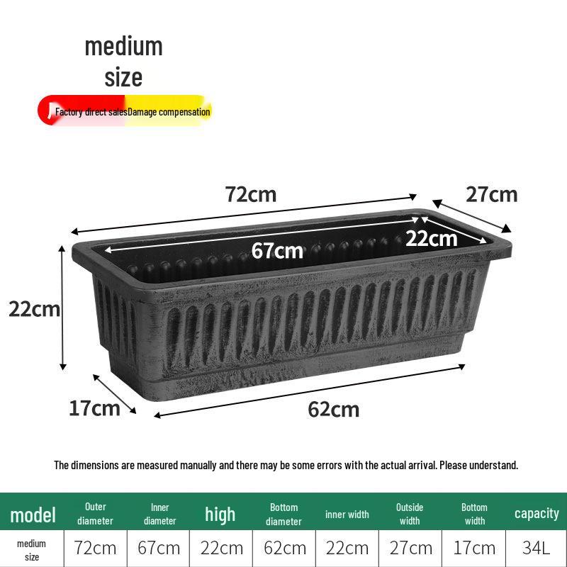 Large Rectangular Plastic Balcony Planter with Free Shipping