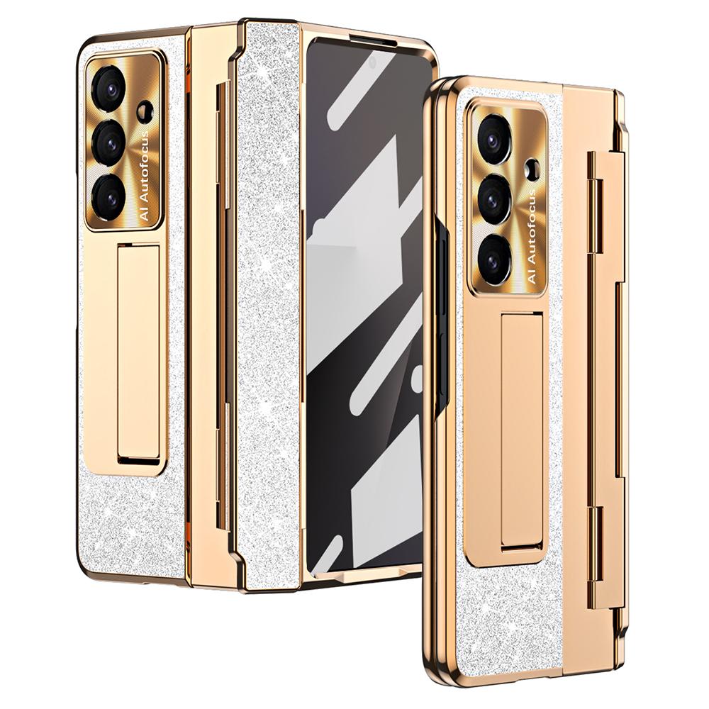 For Samsung Galaxy Z Fold7 5G Case with Kickstand Hinge Protection Rhinestone Glitter PC Phone Cover
