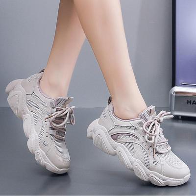 2023 herbst Neue Sport Schuhe Weibliche Dicken Sohlen Mesh Papa Schuhe Weibliche Straße Streicheleinheiten Beiläufige Laufende Schuhe