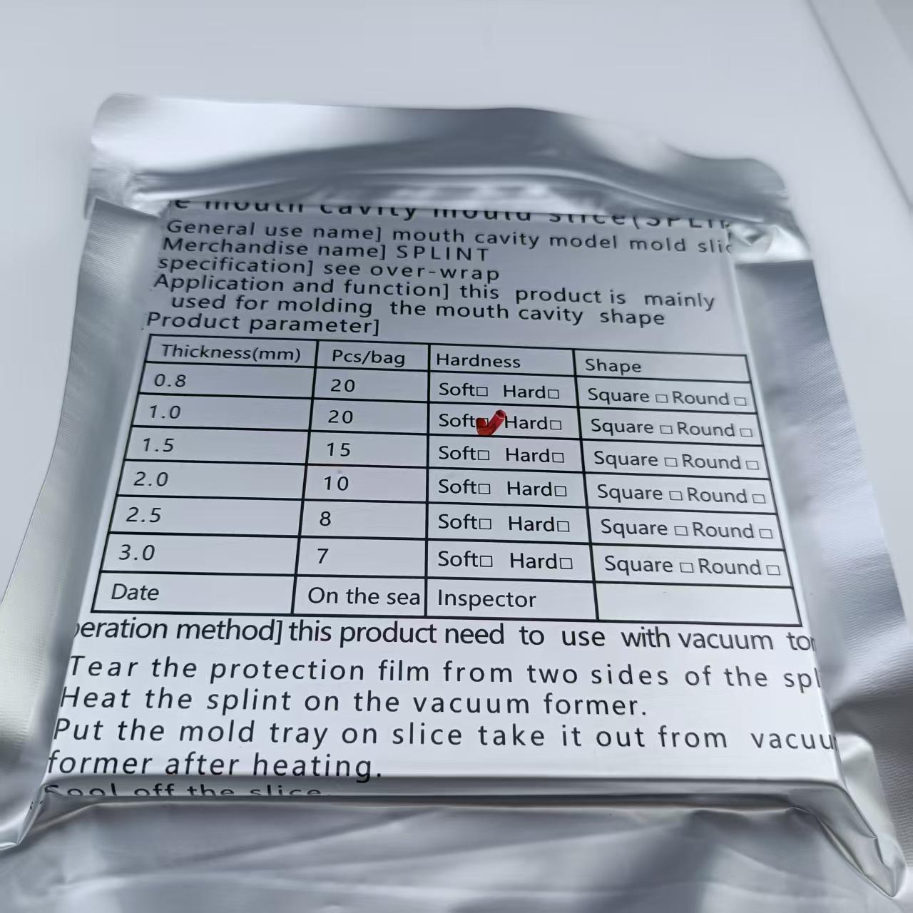 

1 упаковка стоматологической фольги для вакуумного формования квадратный ортодонтический фиксатор для шины стоматологическая лаборатория термоформовочный материал Soft 1.0mm