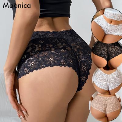 Taille Européenne Culottes Boxer en Dentelle pour Femmes Jacquard Creux Culottes Sexy Sous-vêtements Désir Pur pour Femmes Culottes de Fond Anti-exposition Femmes