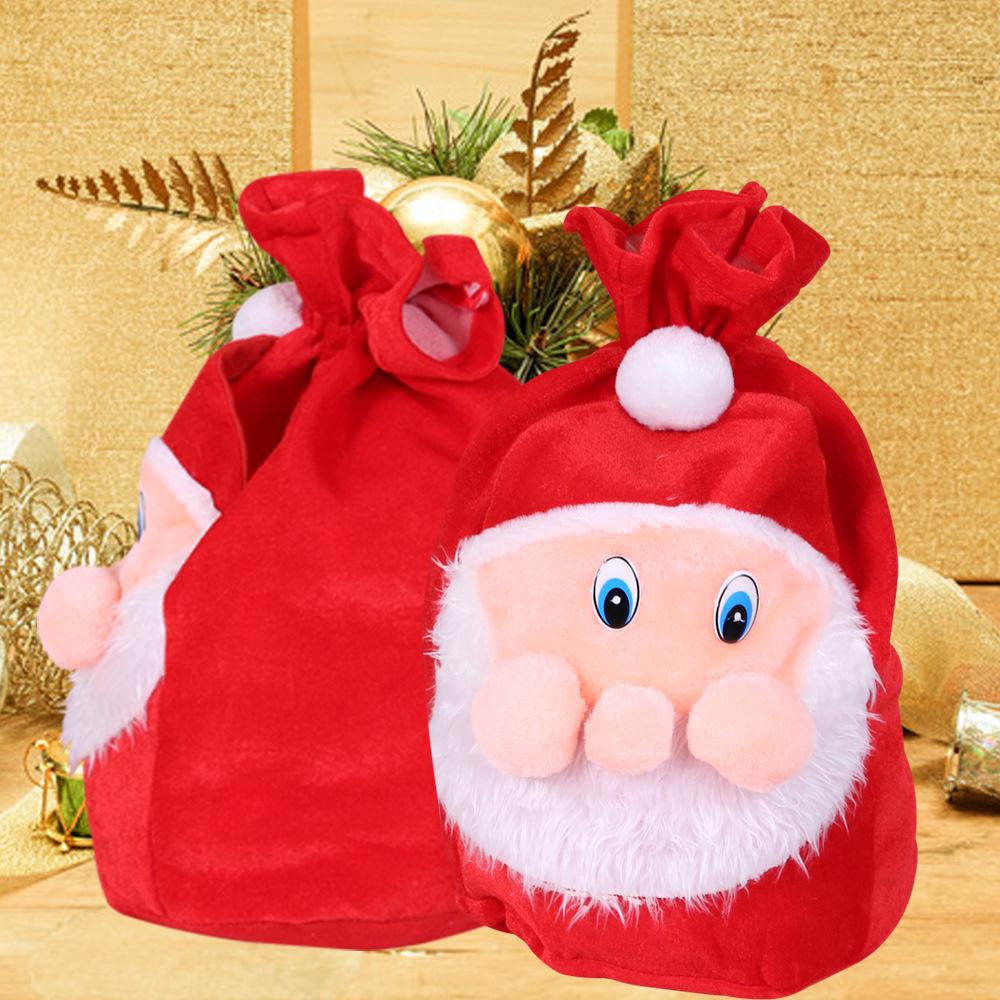 Red Velvet Santa's Present Sack Bags with Drawstring Santa Claus Backpack Christmas Candy Gift Bags Christmas Eve Gifts Storage