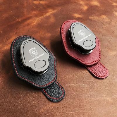 1 STKS Auto Zonneklep Brilhouder Zonnebril Kaarthouder Voor Porsche Cayenne Panamera Macan 911 718 Taycan Boxster Cayman 918 Pajun