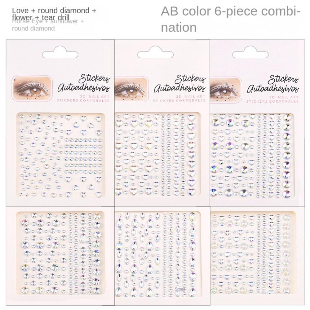Crystal Rainbow Eye Makeup Sticker Jewel Diamond Sticker Stage Decoration Face Gems