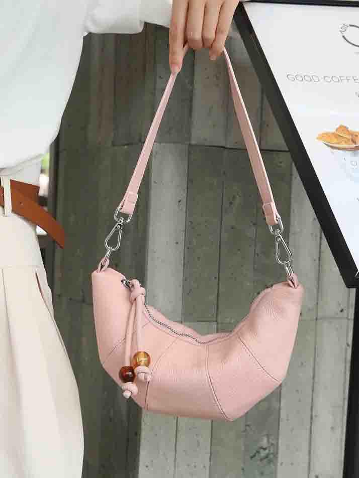 

Trendy Genuine Leather Croissant Women s Shoulder Crossbody Bag 7786 розовый