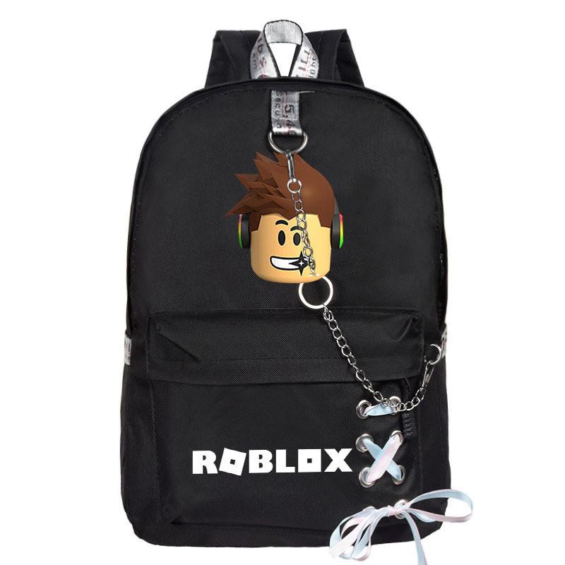 Mochila Roblox em Tecido Oxford Estampado Com Design Único de Corrente Para Estudantes