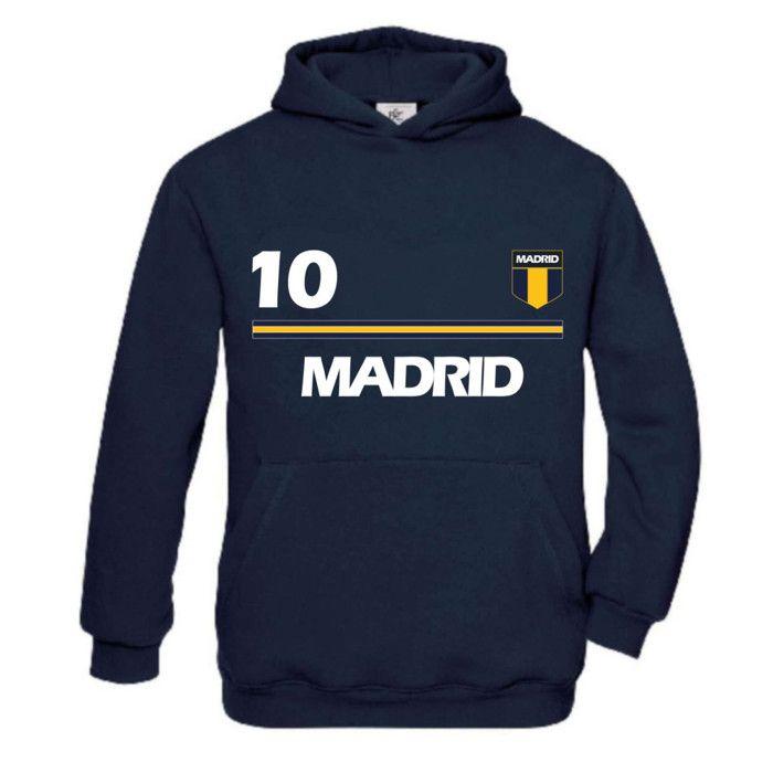 Sweat à capuche enfant inspiré Madrid bleu marine (3 à 14 ans) - Bleu