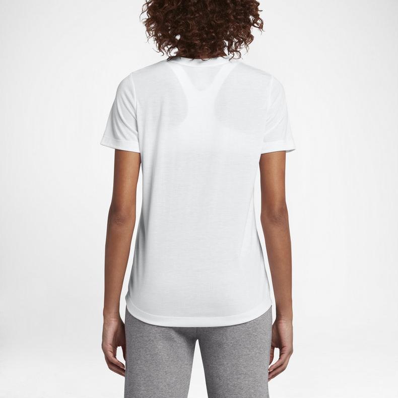 Nike Logo Print Lässiges Sport Atmungsaktives T-Shirt Damen Tops Weiß 829748-100