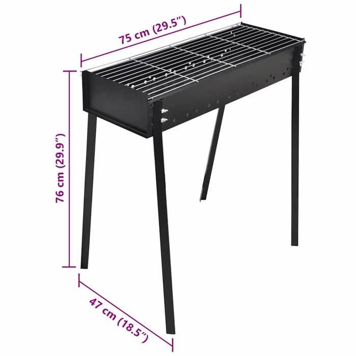 VidaXL Support de barbecue au charbon de bois Carré 75x28 cm