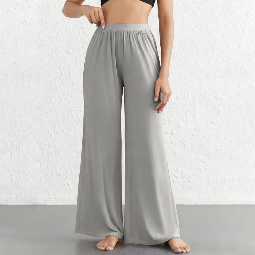 Women's Fashionable Casual Home High-waisted Wide-leg Trousers With A Flowing Drape.