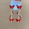 New face-showing thin super fairy fringed butterfly earrings for women, exaggerated fashion long earrings in Europe and America