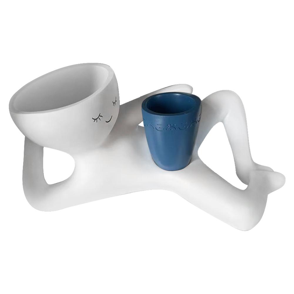 

Забавный горшок для суккулентов с дренажным отверстием, настольный горшок для цветов в виде тела, декор для дома и офиса, причудливый мини-горшок для цветов для домашнего сада синий