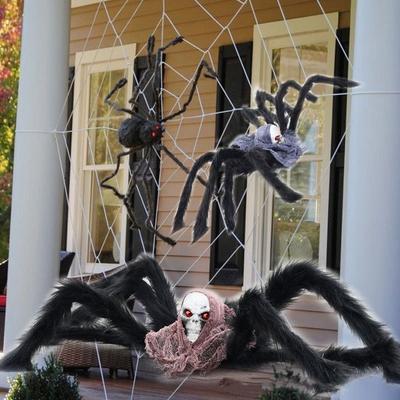 75cm Halloween Crânio Simulado Aranha Aranha Gigante Preta Decoração Adereço Casa Assombrada Decoração Interior Exterior Adereço Casa Assombrada Brinquedo